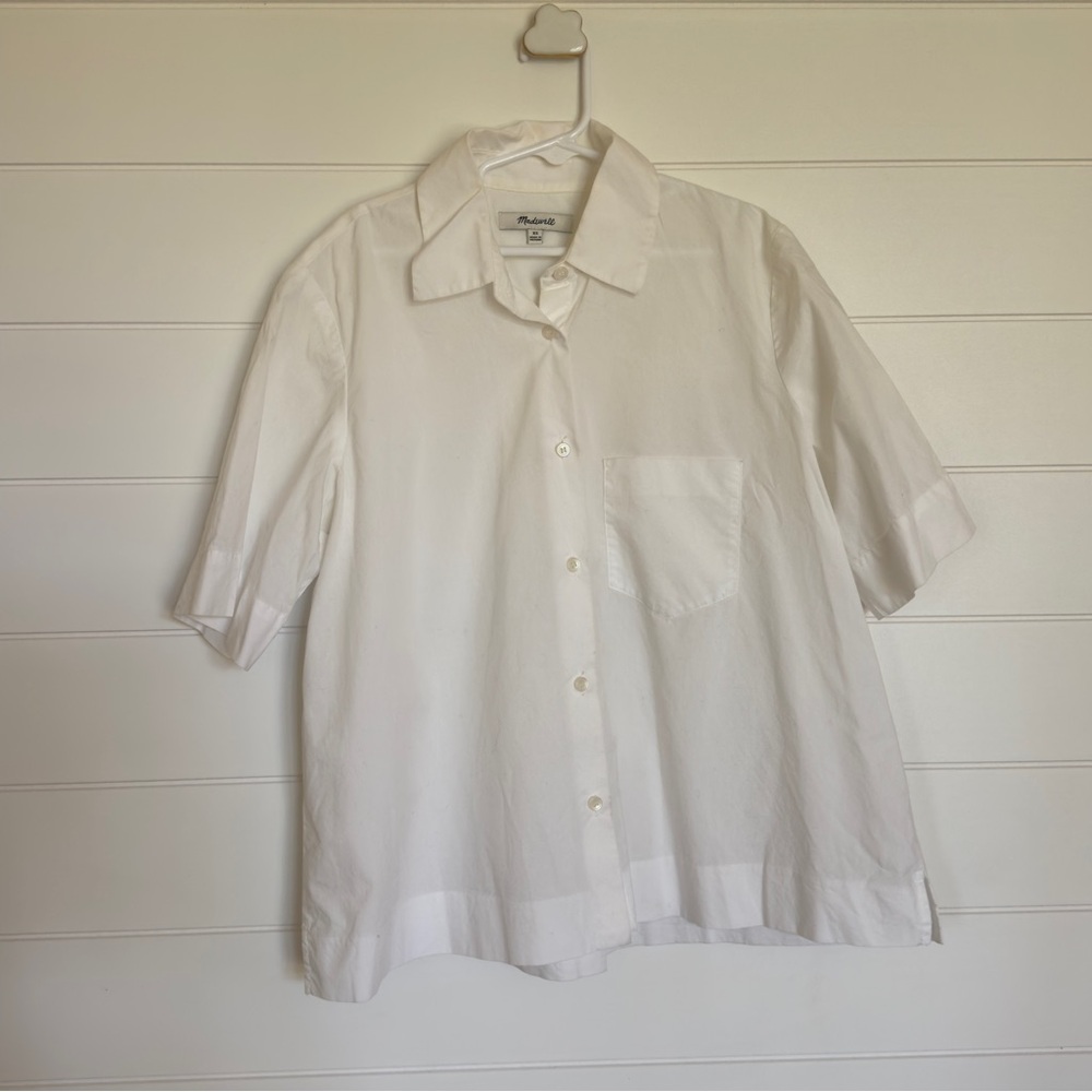 Madewell Classic White Short-Sleeve button up Shirt